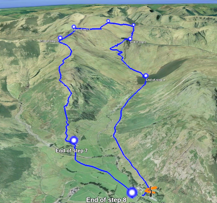 Walk 64 route displayed in Google Earth