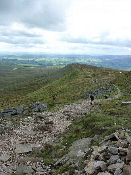 Looking back down the track towards Clapham from the edge of the summit plateau