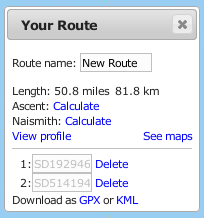 Example "Your Route" box