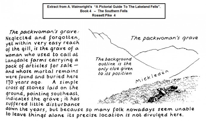 The Packwoman's Grave - Extract from Wainwright's Guide (1960).