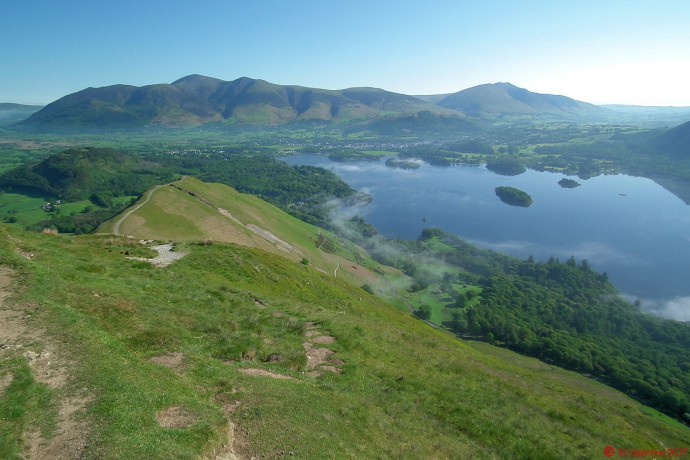 Derwentwater, Keswick, Skiddaw, and Blencathra, from Catbells.