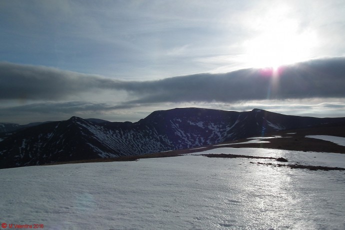 Helvellyn in silhouette.
