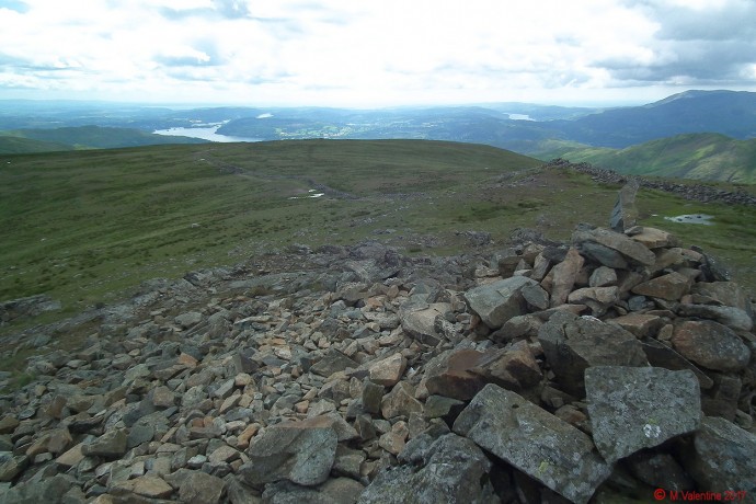 Windermere & the coast from Dove Crag summit.