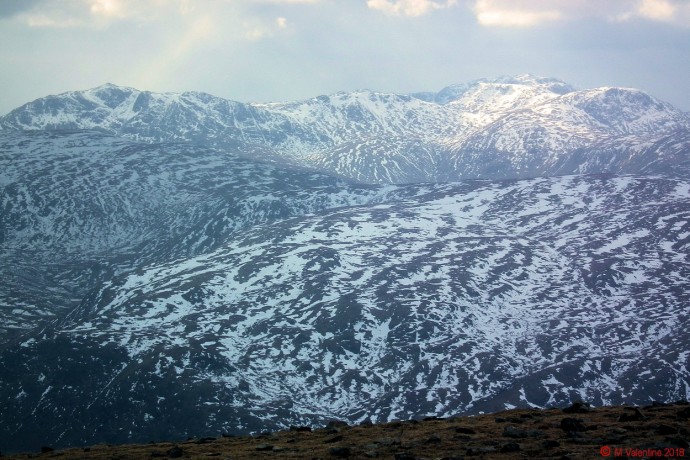 Bowfell to Great End, taken from Helvellyn summit shelter.