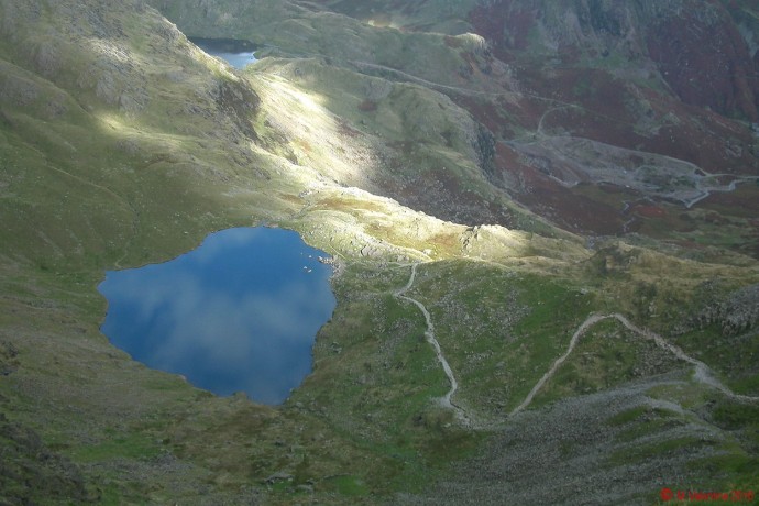 Looking down to Low Water, with Levers Water beyond.