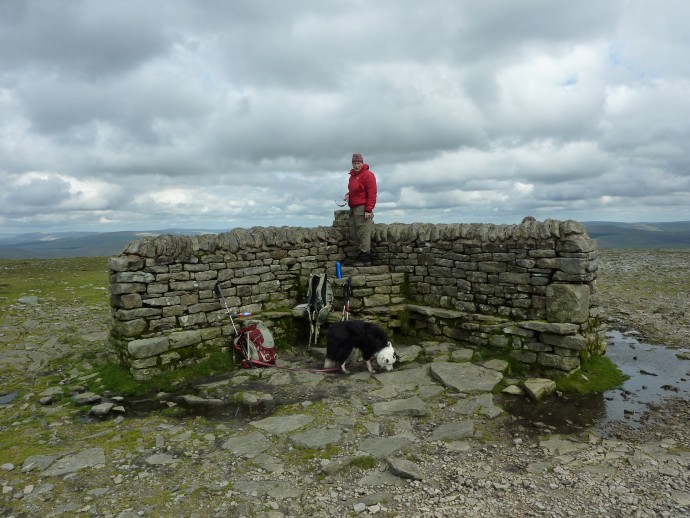 Beth and Jake at the summit shelter, one of the best features of Ingleborough
