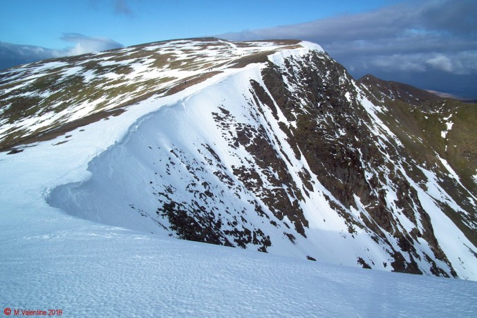 Looking back to Helvellyn from the ridge towards Nethermost Pike.