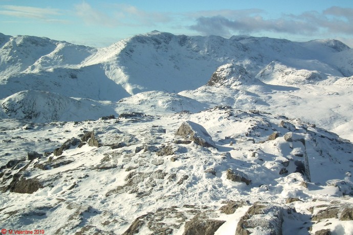Bowfell etc. from Harrison Stickle summit.