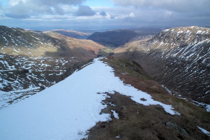 Looking down Grisedale Valley from Dollywaggon Pike summit.