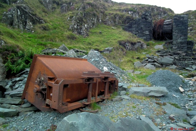 A rusting slate hopper etc.
