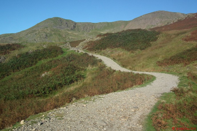 Looking along Walna Scar Road, to Brown Pike and Buck Pike.