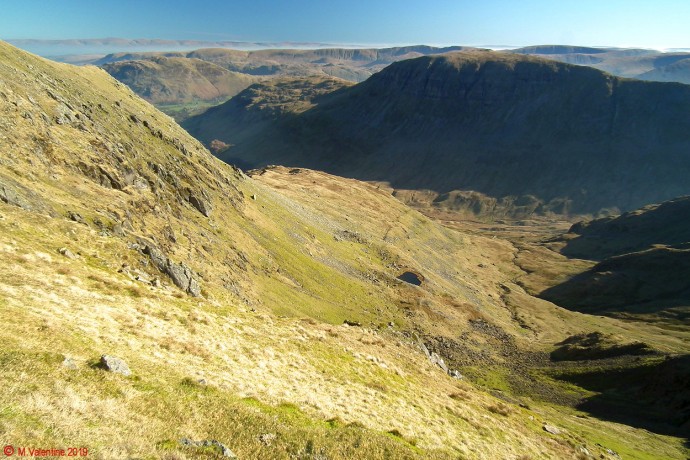 Ruthwaite Cove from High Crag plateau.