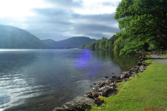 Evening sunlight over Buttermere lake.