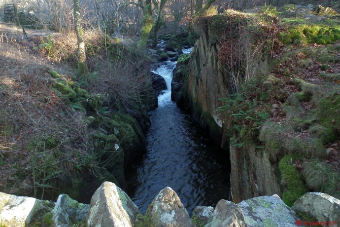 Looking upstream from Aira Force main waterfall's upper bridge.