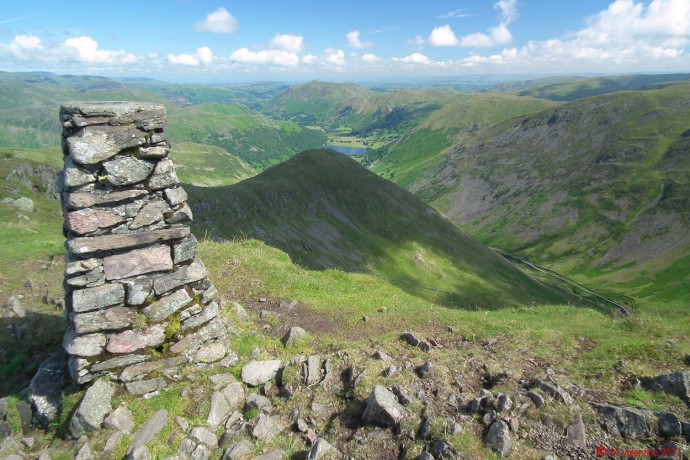 Looking across Middle Dodd and Brothers Water, from Red Screes summit.