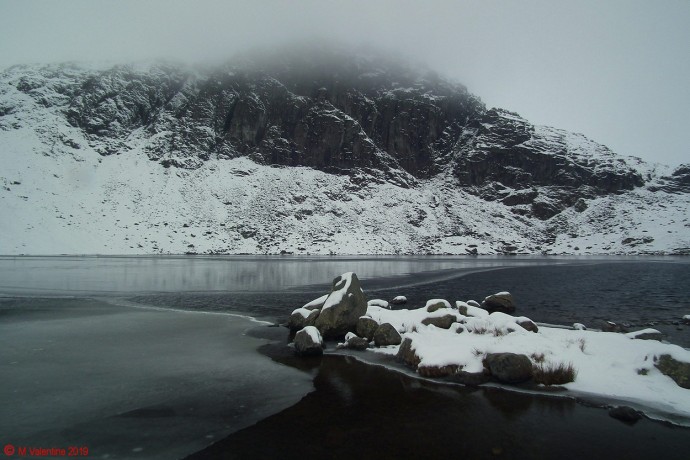 Pavey Ark from Stickle Tarn dam.