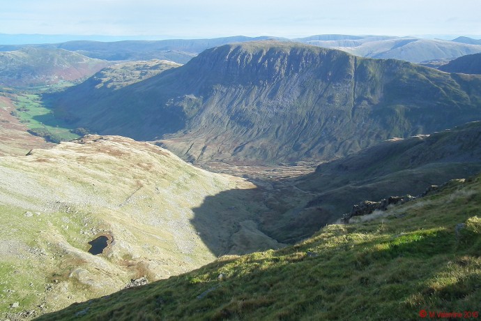 The view across Ruthwaite Cove to St. Sunday Crag, with Hard Tarn at lower left.
