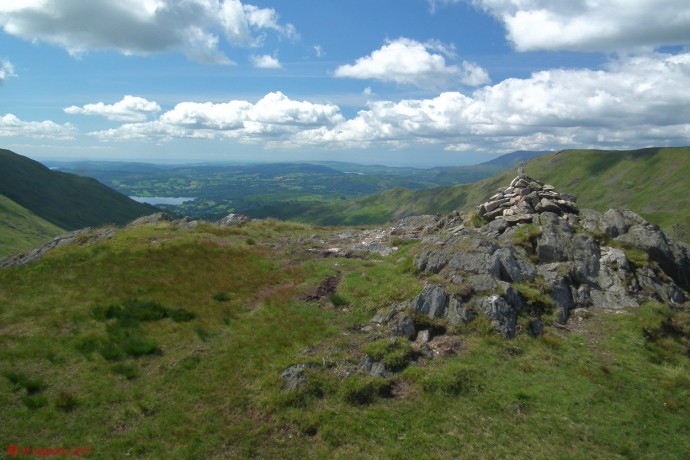 The view towards Windermere from Little Hart Crag summit.