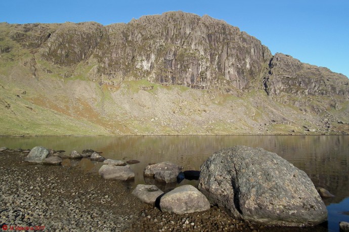 Pavey Ark across Stickle Tarn.
