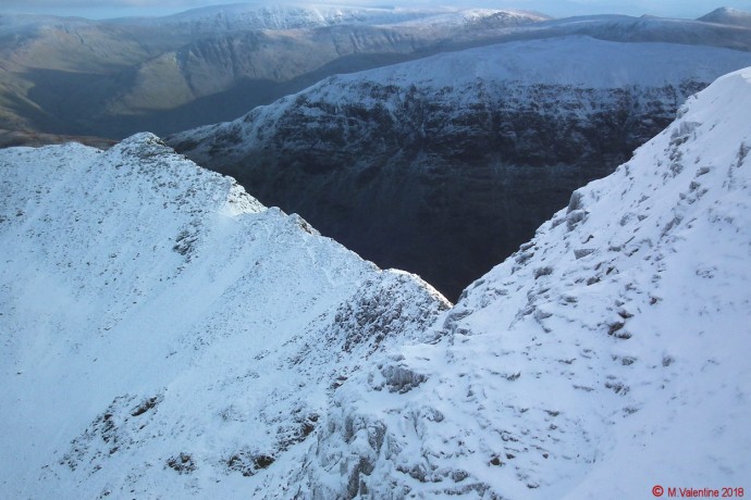 Striding Edge from Helvellyn's summit plateau.