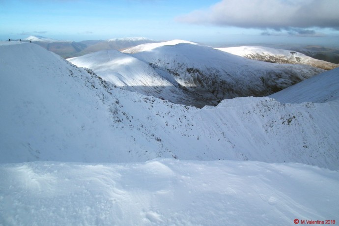 Swirral Edge from Helvellyn's summit plateau.